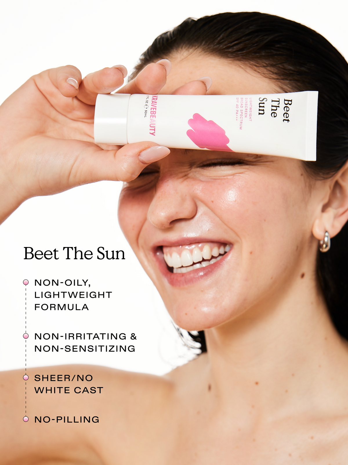 Beet the Sun is non-oily, lightweight formula, non-irritating & non-sensitizing, sheer/no white cast, no-pilling
