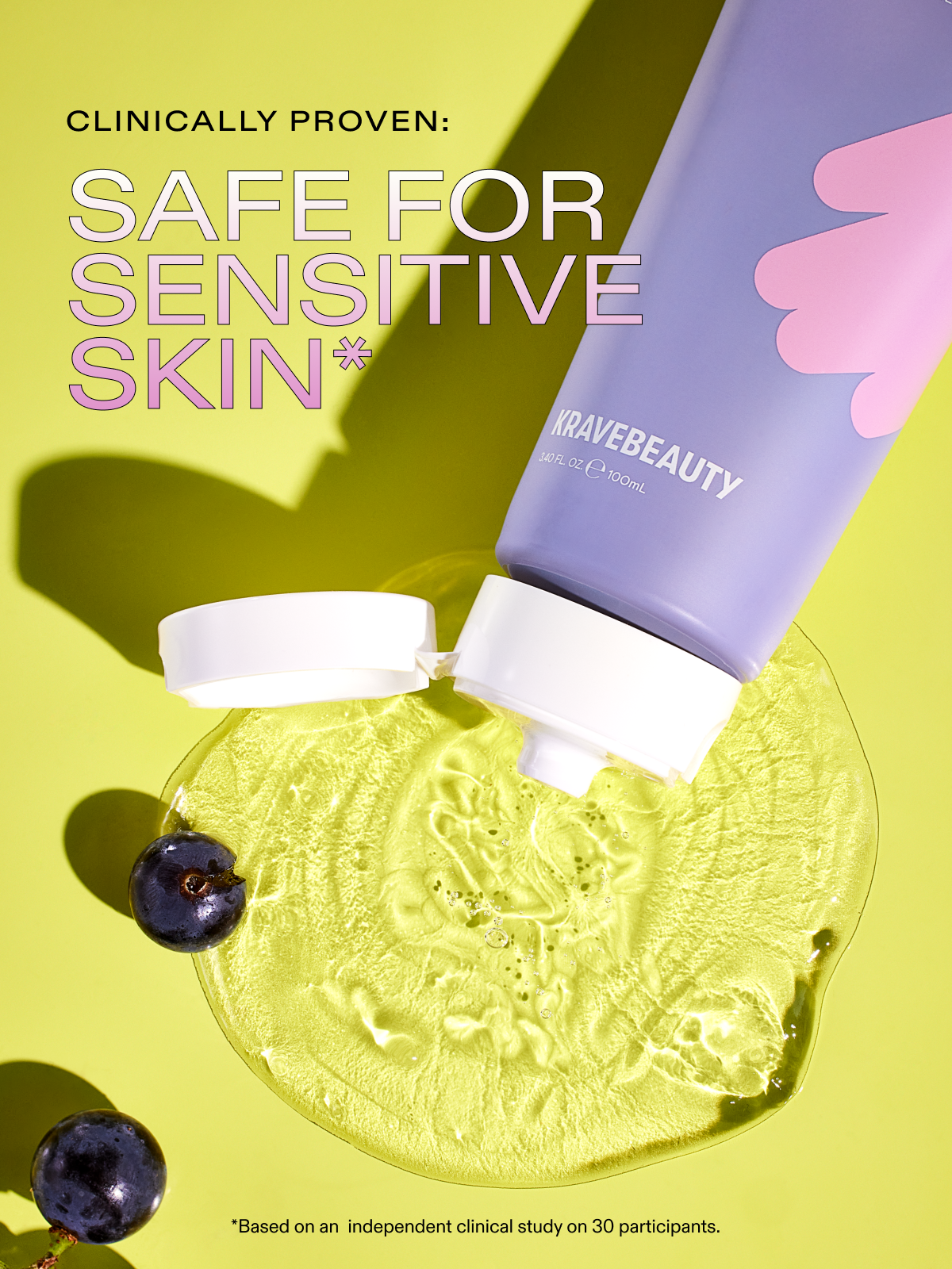 Makeup Re-Wined Jelly Oil Cleanser is clinically proven to be safe for sensitive skin based on an independent clinical study on 30 participants.