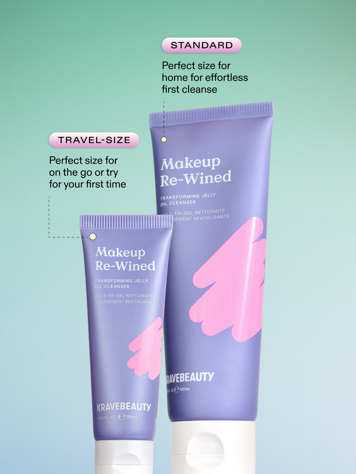 Makeup Re-Wined Jelly Oil Cleanser comes in standard and travel size