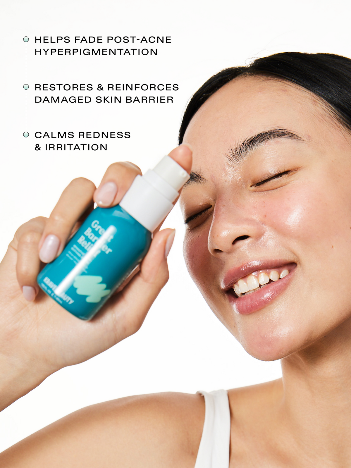 Great Barrier Relief helps fade post-acne hyperpigmentation, restores & reinforces damaged skin barrier, and calms redness& irritation.