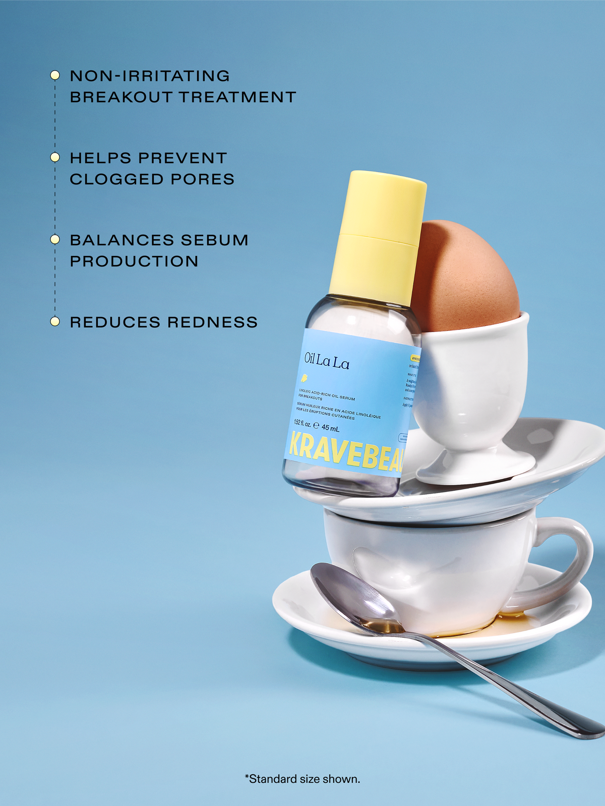 Oil La La is a non-irritating breakout treatment, helps prevent clogged pores, balances sebum production, and reduces redness